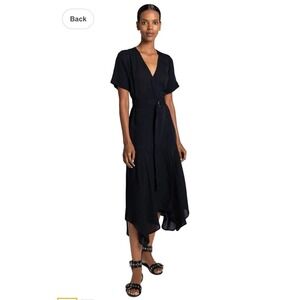 ALC Dress 100% Silk Wrap Dress Sz 8‎ Belted Flowy Sophisticated Whimsy Luxury